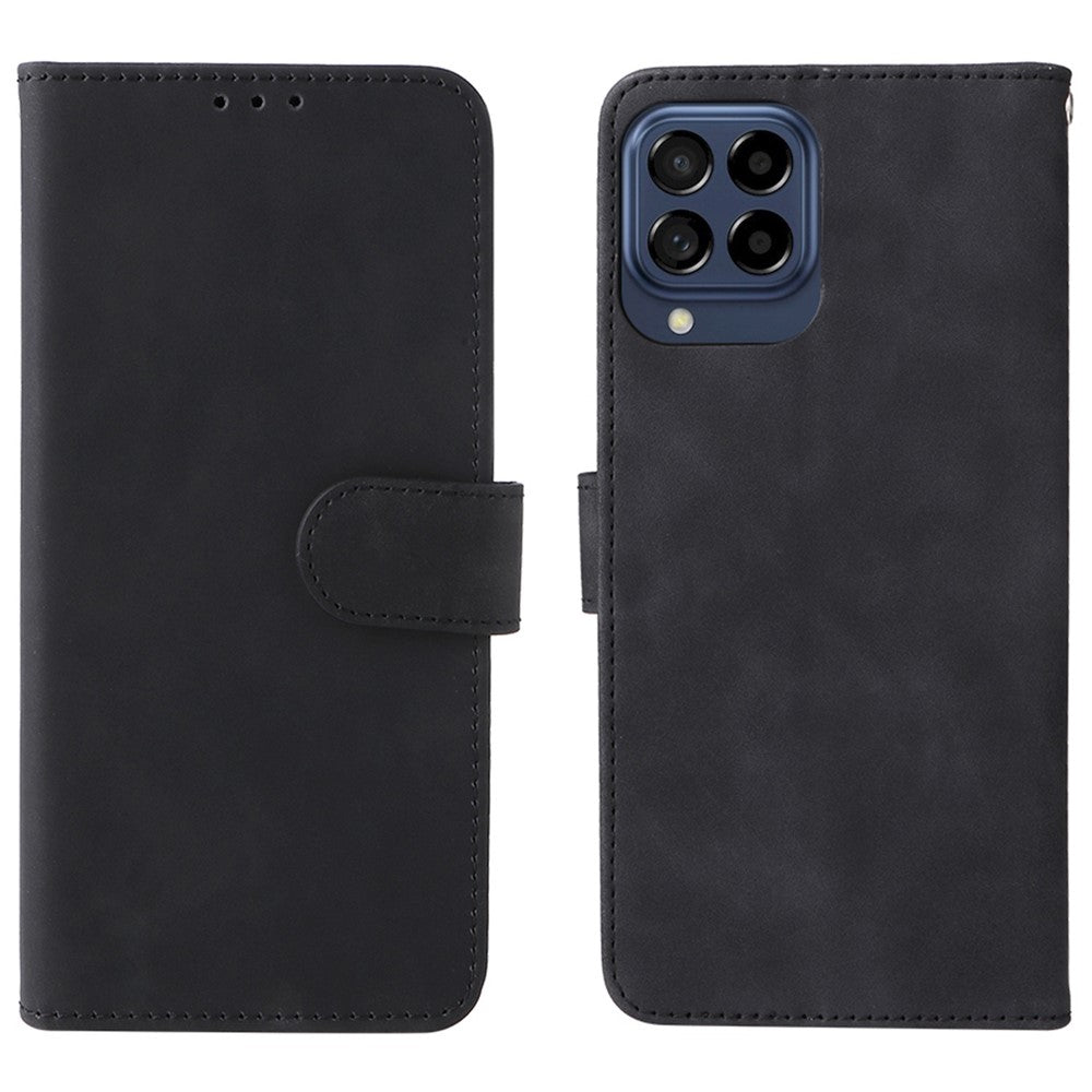 For Samsung Galaxy M53 5G Drop Proof Folio Flip Stand Wallet PU Leather Case Skin-Touch Feeling Protective Cover - Black