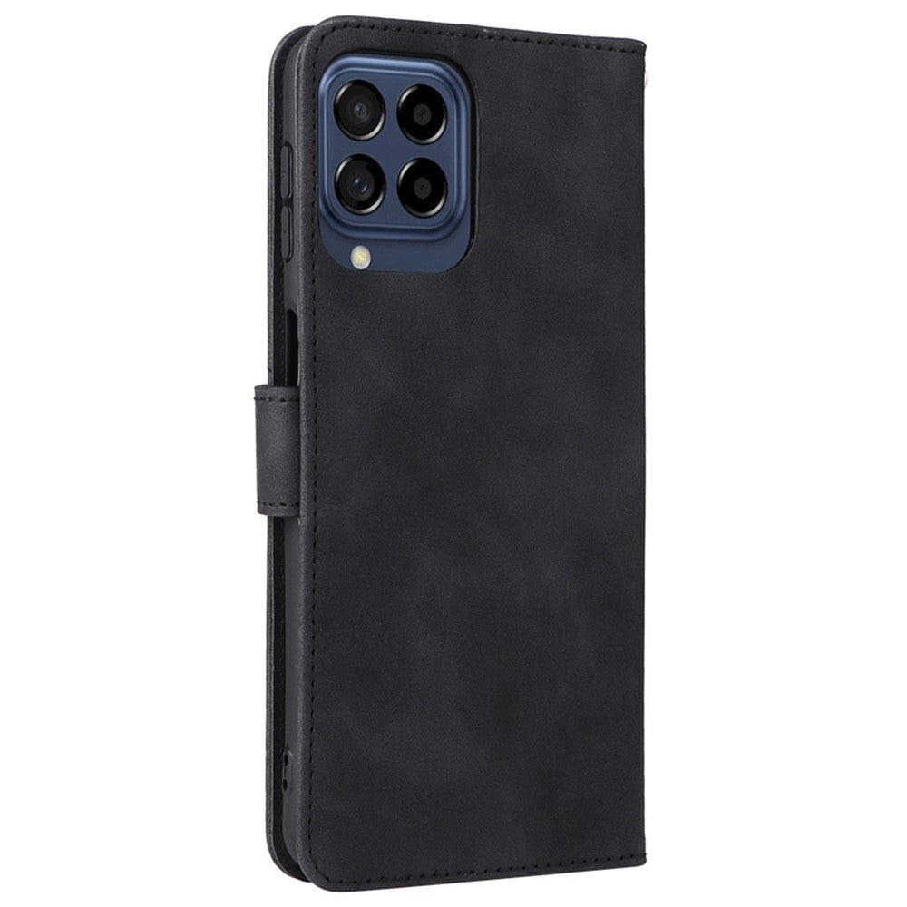For Samsung Galaxy M53 5G Drop Proof Folio Flip Stand Wallet PU Leather Case Skin-Touch Feeling Protective Cover - Black