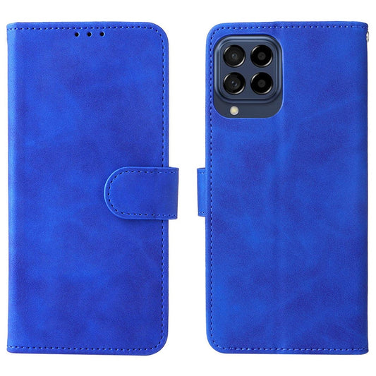 For Samsung Galaxy M53 5G Drop Proof Folio Flip Stand Wallet PU Leather Case Skin-Touch Feeling Protective Cover - Blue