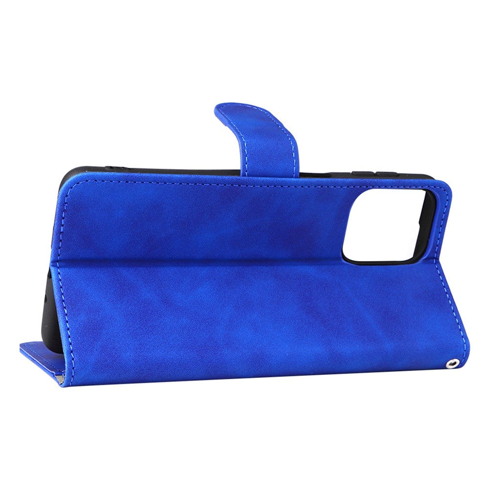 For Samsung Galaxy M53 5G Drop Proof Folio Flip Stand Wallet PU Leather Case Skin-Touch Feeling Protective Cover - Blue