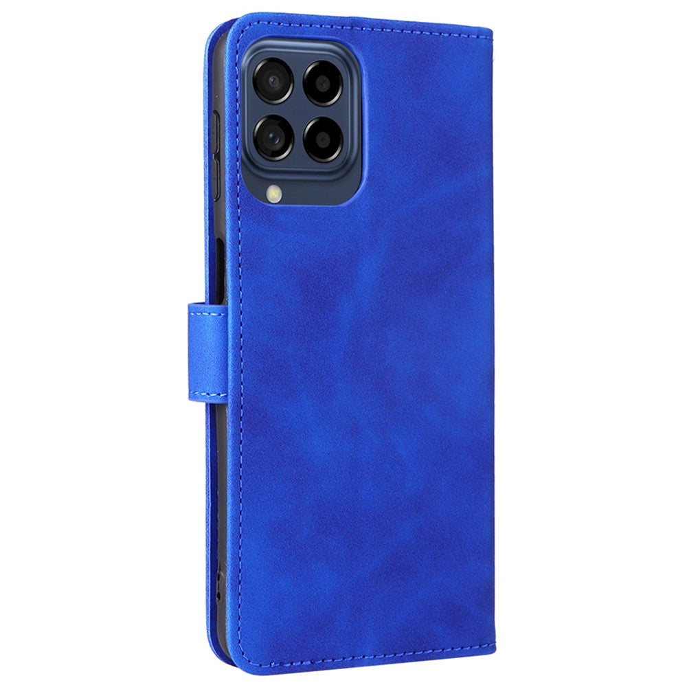 For Samsung Galaxy M53 5G Drop Proof Folio Flip Stand Wallet PU Leather Case Skin-Touch Feeling Protective Cover - Blue