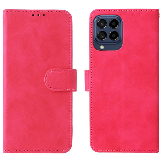 For Samsung Galaxy M53 5G Drop Proof Folio Flip Stand Wallet PU Leather Case Skin-Touch Feeling Protective Cover - Red