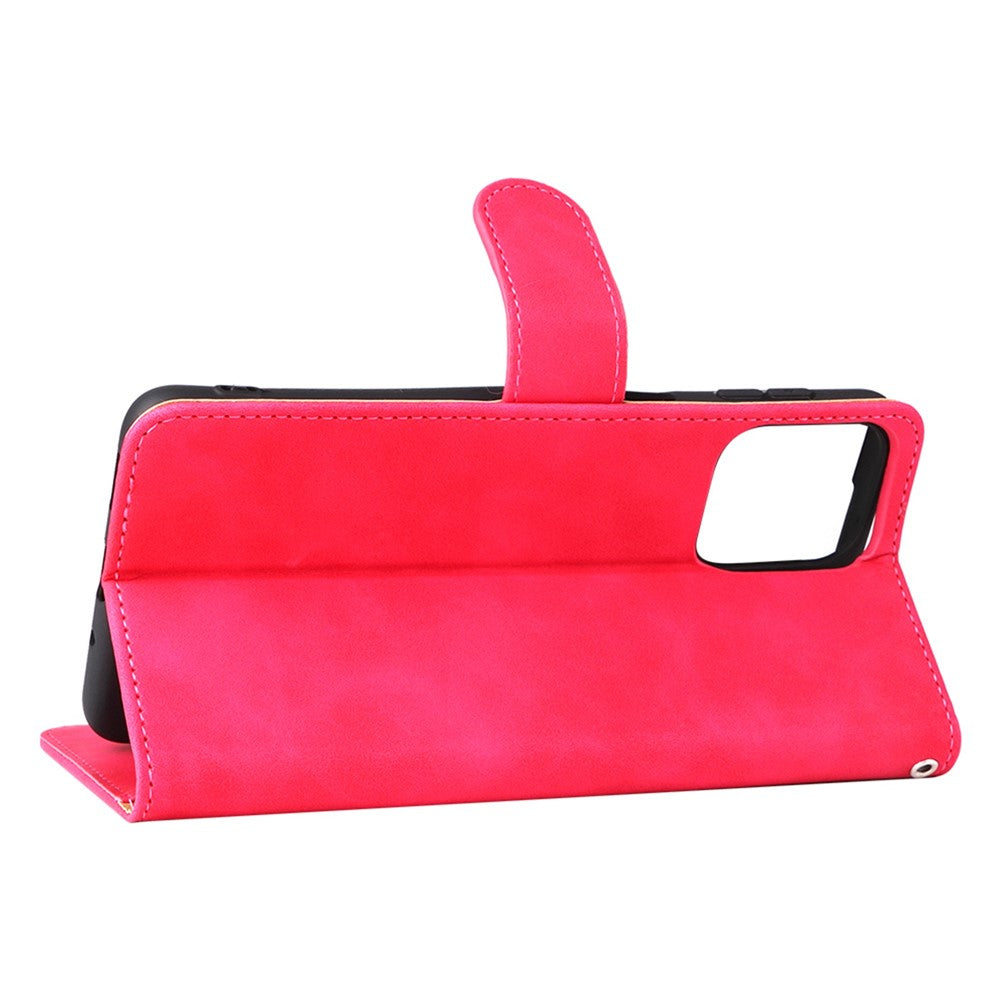 For Samsung Galaxy M53 5G Drop Proof Folio Flip Stand Wallet PU Leather Case Skin-Touch Feeling Protective Cover - Red