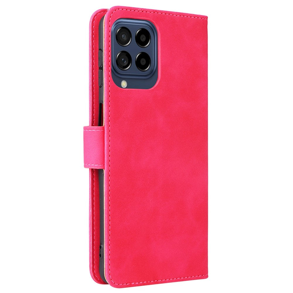 For Samsung Galaxy M53 5G Drop Proof Folio Flip Stand Wallet PU Leather Case Skin-Touch Feeling Protective Cover - Red