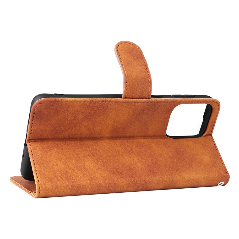 For Samsung Galaxy M53 5G Drop Proof Folio Flip Stand Wallet PU Leather Case Skin-Touch Feeling Protective Cover - Brown