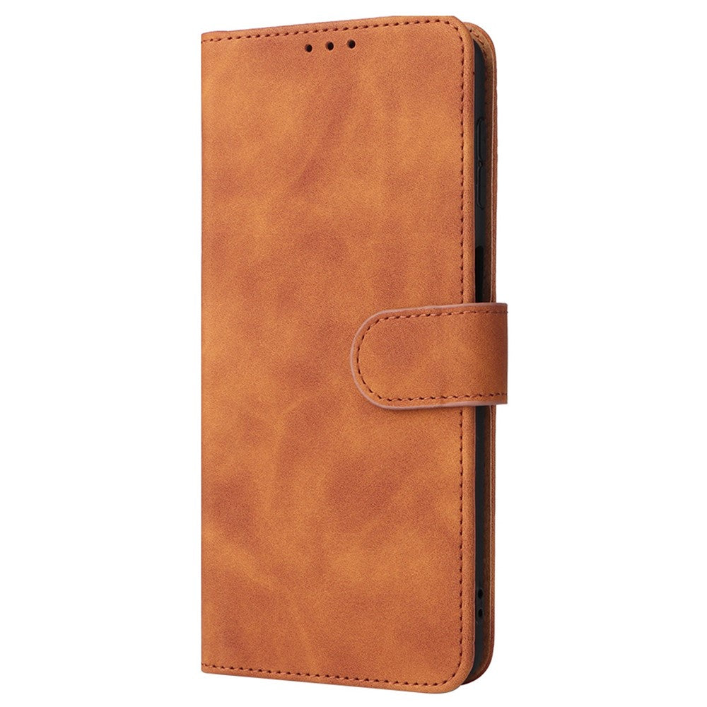 For Samsung Galaxy M53 5G Drop Proof Folio Flip Stand Wallet PU Leather Case Skin-Touch Feeling Protective Cover - Brown