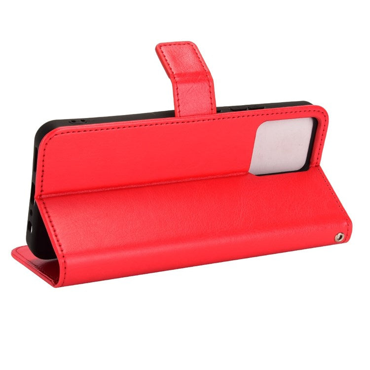 Mobile Phone Case Bag for Realme C30 4G, Crazy Horse Texture PU Leather Cover Stand Wallet - Red