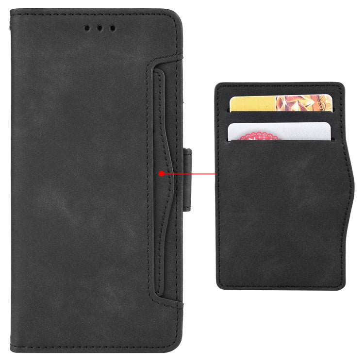 Multiple Card Slots Cell Phone Case for Realme C30 4G, PU Leather Folio Wallet and Stand Flip Cover - Black