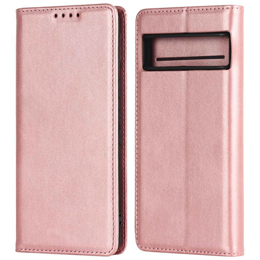 Textured PU Leather Case for Google Pixel 7 5G, Stand Wallet Design Auto Closing Magnetic Phone Cover - Rose Gold