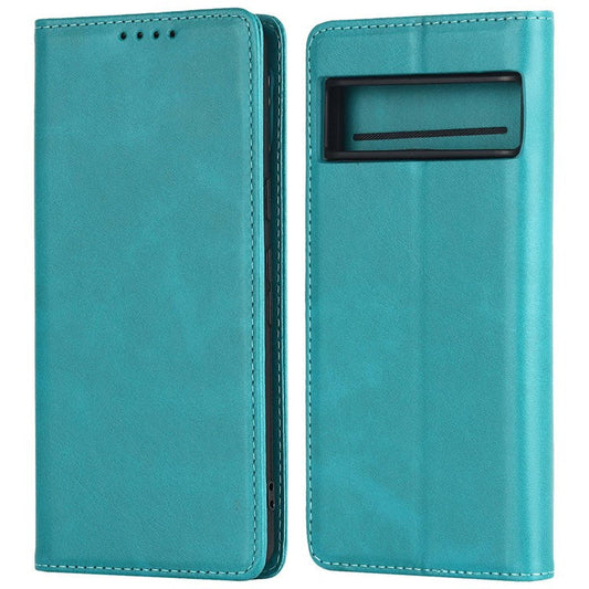 Textured PU Leather Case for Google Pixel 7 5G, Stand Wallet Design Auto Closing Magnetic Phone Cover - Sky Blue