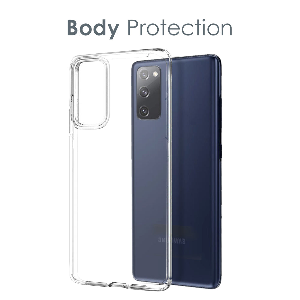 NORTHJO For Samsung Galaxy S20 FE 4G / 5G / 2022 / S20 Lite TPU Clear Phone Case with 9H Hardness Tempered Glass Screen Protector