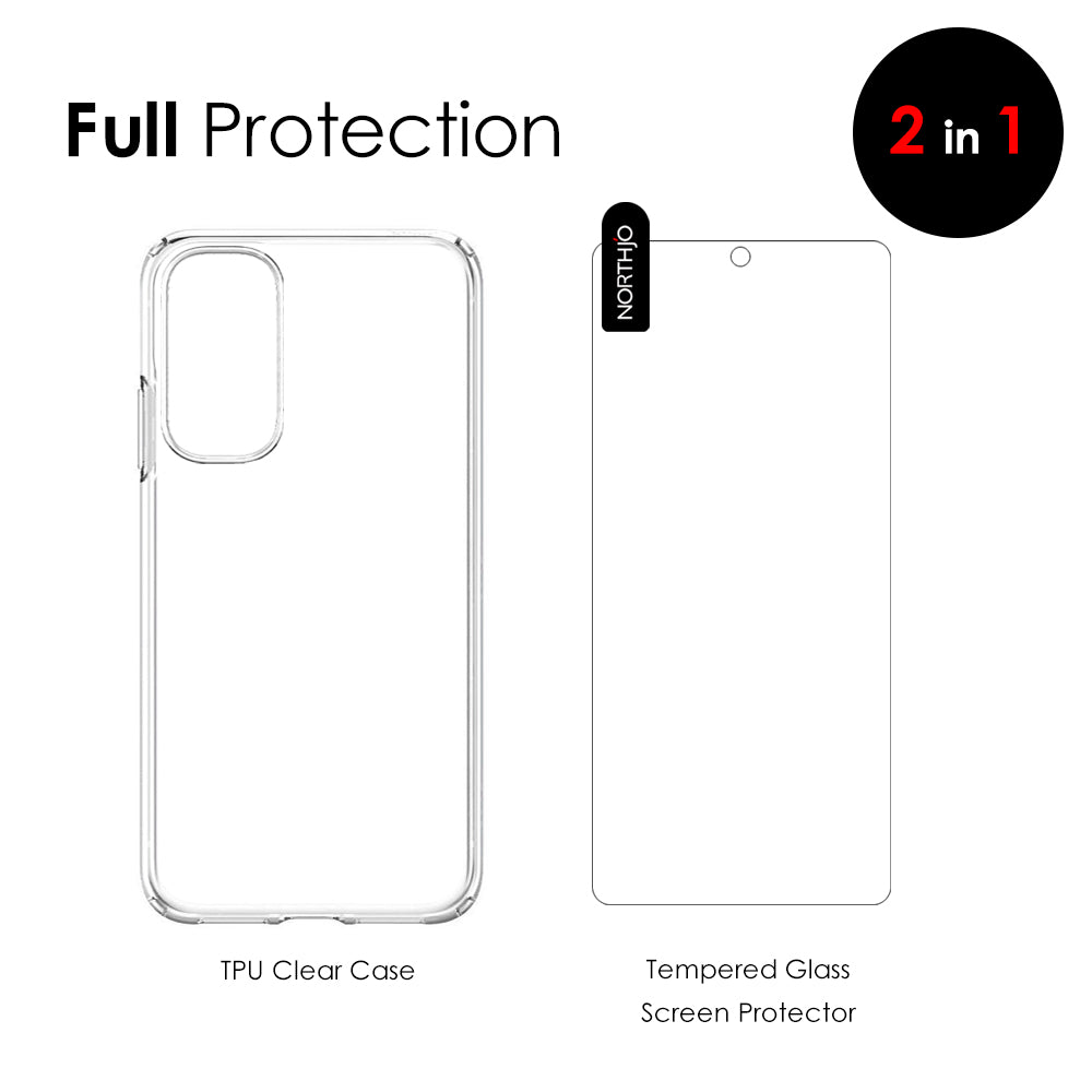 NORTHJO For Samsung Galaxy S20 FE 4G / 5G / 2022 / S20 Lite TPU Clear Phone Case with 9H Hardness Tempered Glass Screen Protector