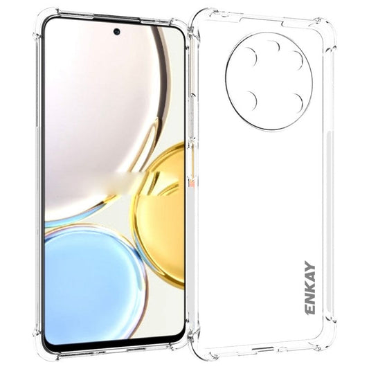ENKAY HAT PRINCE For Honor X9 4G / 5G Thickened Corners TPU Phone Case Anti-slip Strip Edge Transparent Back Cover