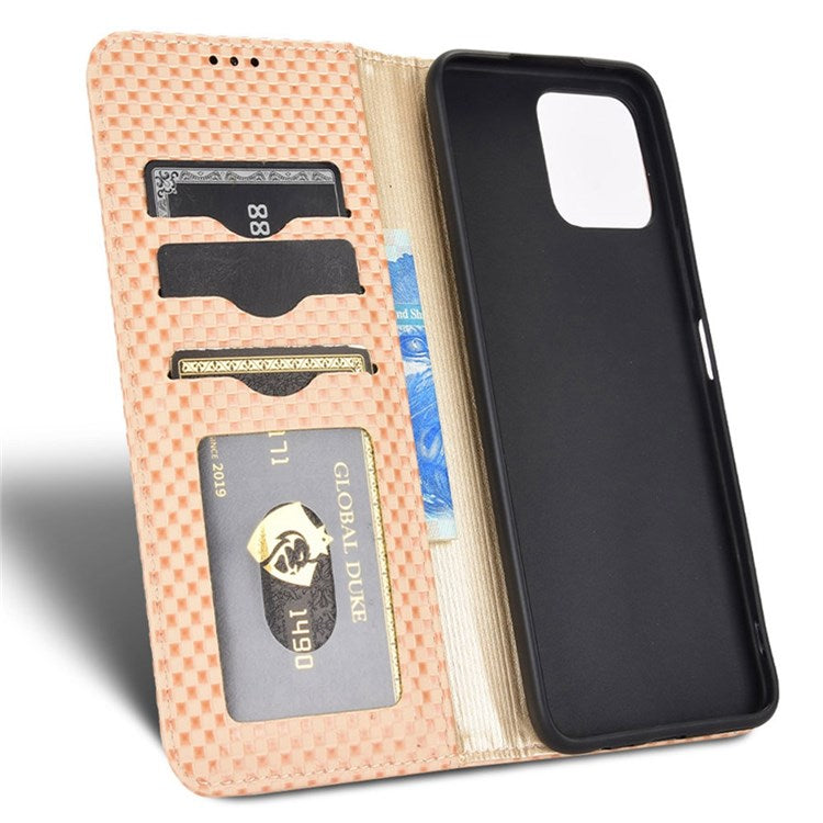 Wallet Phone Bag Case for Honor X8 4G, Imprinted Grid Texture Magnetic Auto-absorbed PU Leather Phone Cover - Beige