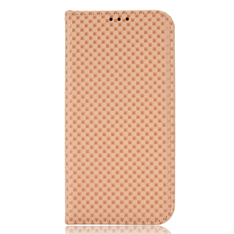 Wallet Phone Bag Case for Honor X8 4G, Imprinted Grid Texture Magnetic Auto-absorbed PU Leather Phone Cover - Beige