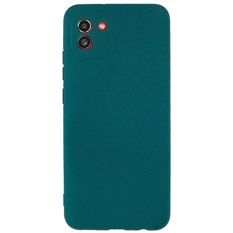 For Samsung Galaxy A03 (164.2 x 75.9 x 9.1mm) Drop-proof Soft TPU Phone Case Double-Sided Matte Mobile Phone Back Cover - Dark Green