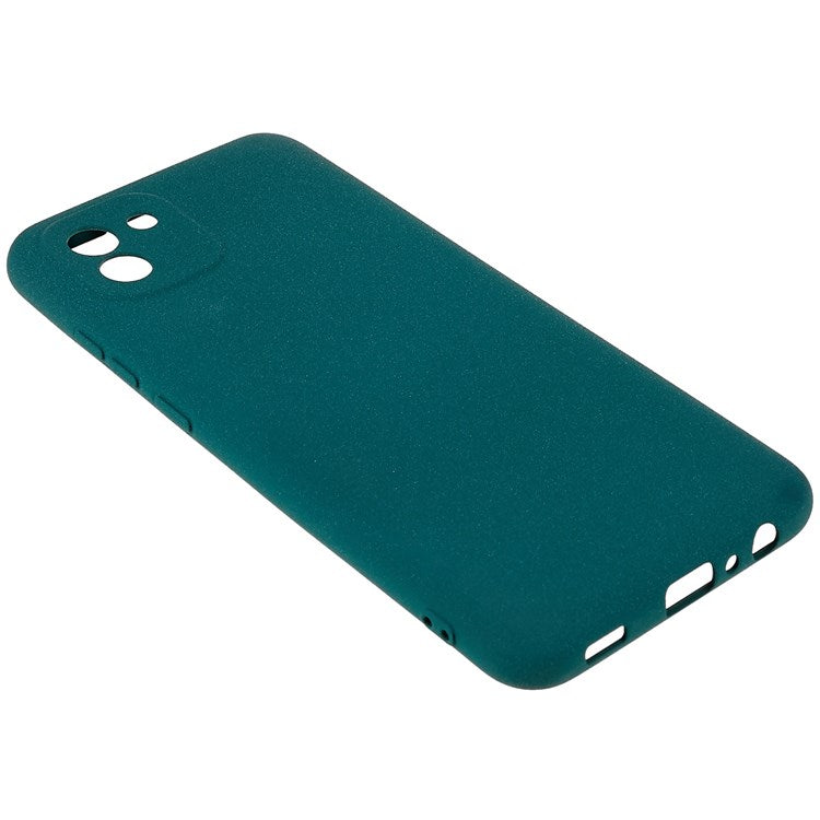 For Samsung Galaxy A03 (164.2 x 75.9 x 9.1mm) Drop-proof Soft TPU Phone Case Double-Sided Matte Mobile Phone Back Cover - Dark Green