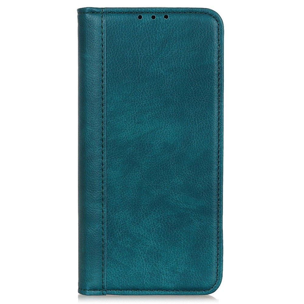 For Samsung Galaxy M13 4G Litchi Texture Split Leather Phone Case Folio Flip Stand Wallet Protective Cover - Green