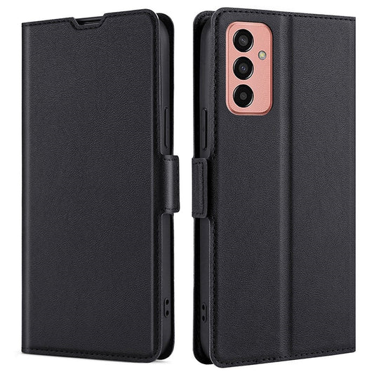 For Samsung Galaxy M13 4G PU Leather Card Slot Phone Case Double Magnetic Clasp Foldable Stand Cover - Black