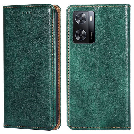 Magnetic Auto Closure Leather Phone Case for Oppo A57 4G / A57s 4G, Foldable Stand Wallet All-round Protective Shell - Green