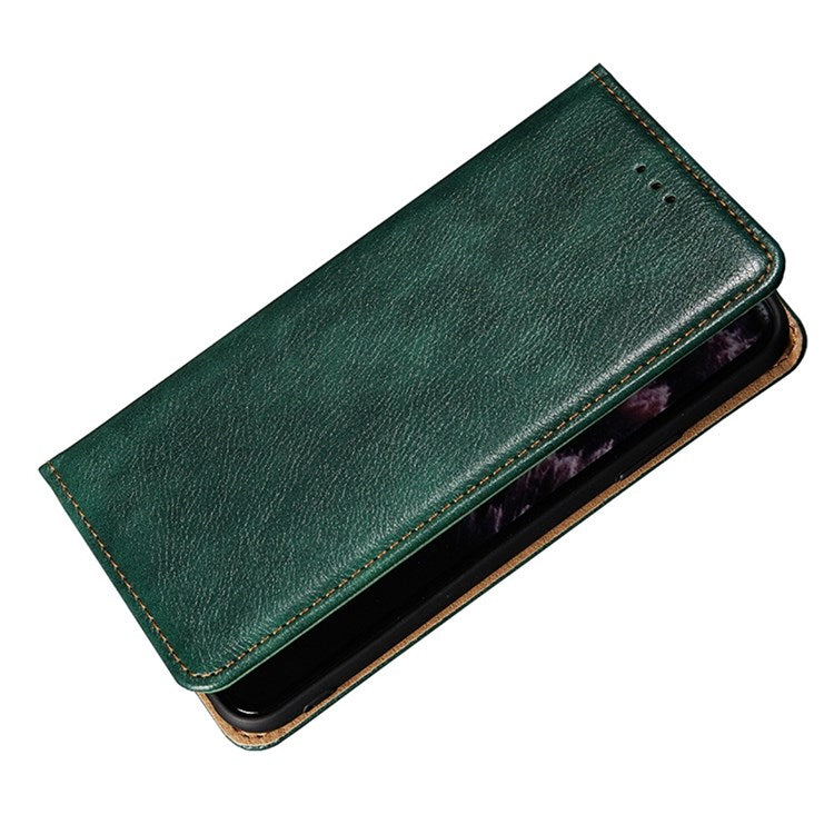 Magnetic Auto Closure Leather Phone Case for Oppo A57 4G / A57s 4G, Foldable Stand Wallet All-round Protective Shell - Green