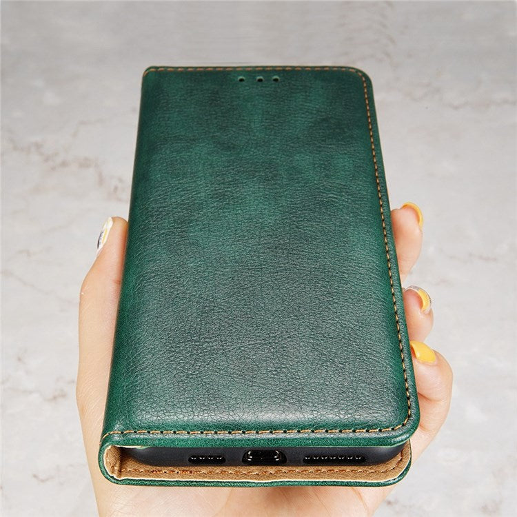 Magnetic Auto Closure Leather Phone Case for Oppo A57 4G / A57s 4G, Foldable Stand Wallet All-round Protective Shell - Green