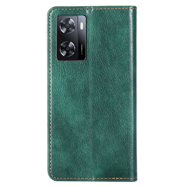 Magnetic Auto Closure Leather Phone Case for Oppo A57 4G / A57s 4G, Foldable Stand Wallet All-round Protective Shell - Green