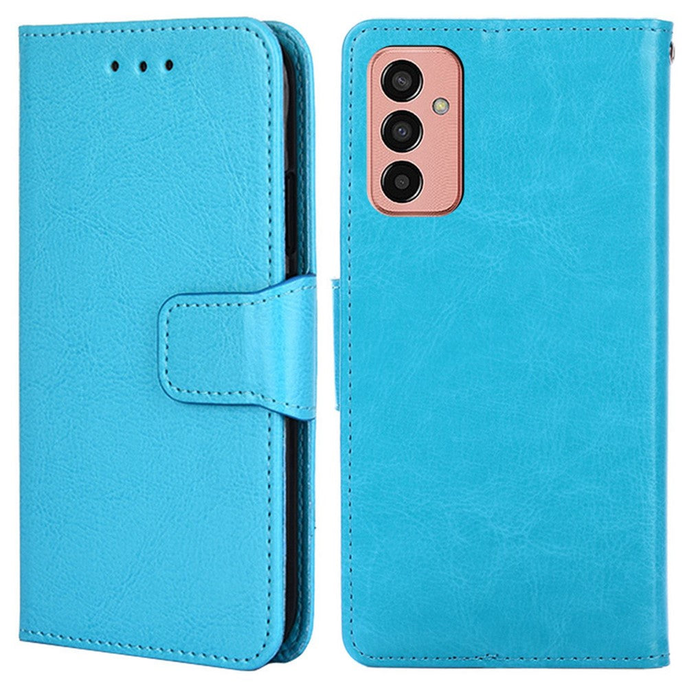 For Samsung Galaxy M13 4G Shockproof Flip Wallet Case Stand Full Protection Anti-fall PU Leather Phone Cover - Baby Blue