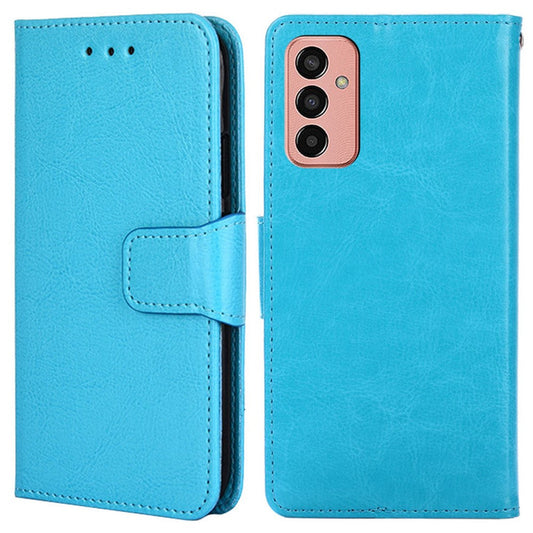 For Samsung Galaxy M13 4G Shockproof Flip Wallet Case Stand Full Protection Anti-fall PU Leather Phone Cover - Baby Blue