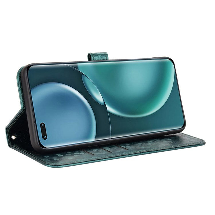 For Honor Magic4 Pro 5G Anti-dust PU Leather Phone Case Imprinted Dot Pattern Wallet Stand Flip Mobile Phone Cover - Green