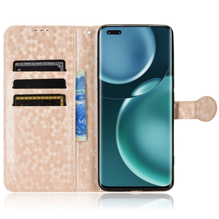 For Honor Magic4 Pro 5G Anti-dust PU Leather Phone Case Imprinted Dot Pattern Wallet Stand Flip Mobile Phone Cover - Rose Gold