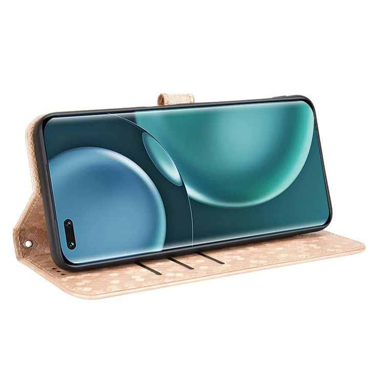 For Honor Magic4 Pro 5G Anti-dust PU Leather Phone Case Imprinted Dot Pattern Wallet Stand Flip Mobile Phone Cover - Rose Gold