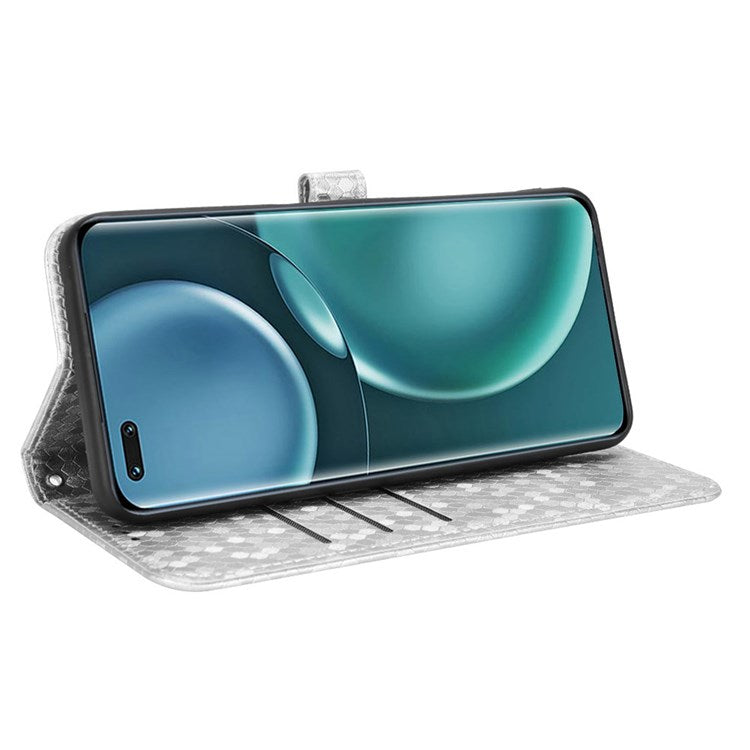 For Honor Magic4 Pro 5G Anti-dust PU Leather Phone Case Imprinted Dot Pattern Wallet Stand Flip Mobile Phone Cover - Silver