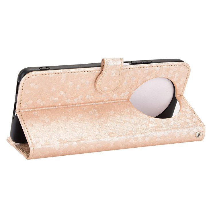 For Honor 9X / X30 5G / Magic4 Lite 5G Imprinted Dot Pattern PU Leather Phone Case Wallet Stand Flip Phone Cover - Rose Gold