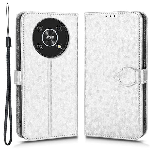 For Honor 9X / X30 5G / Magic4 Lite 5G Imprinted Dot Pattern PU Leather Phone Case Wallet Stand Flip Phone Cover - Silver