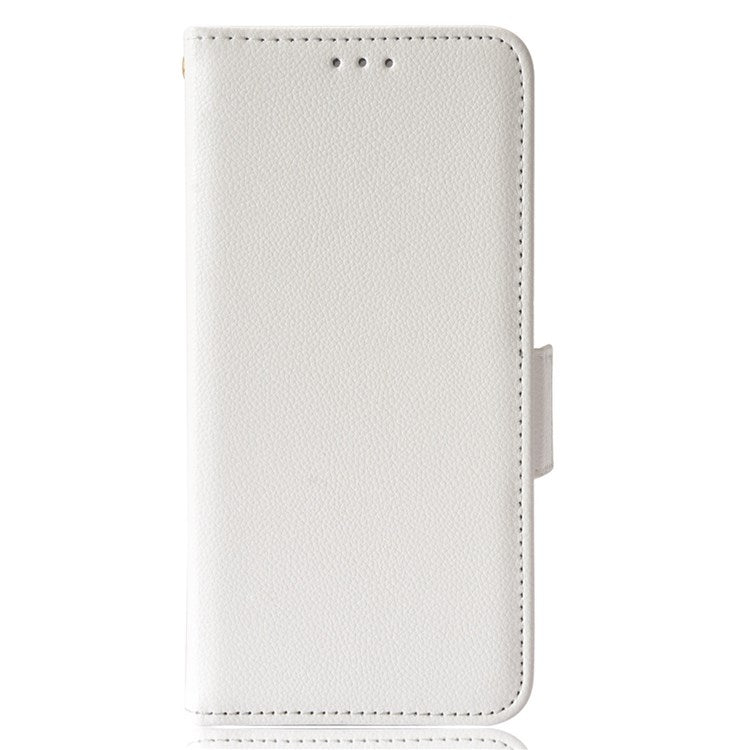 For Samsung Galaxy M13 4G PU Leather Litchi Texture Phone Case Stand Function Dual Magnetic Clasp Flip Wallet Cover - White