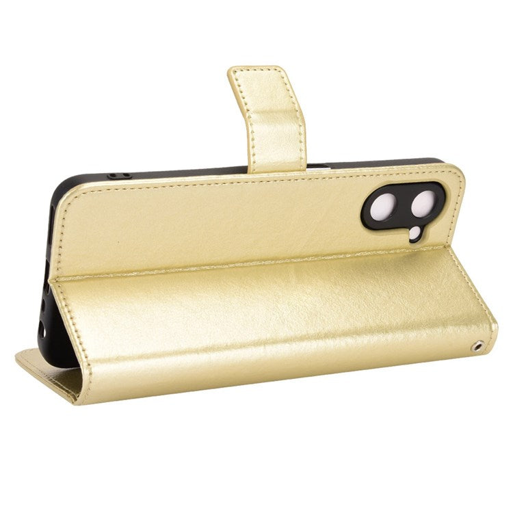 For Realme V20 5G Drop-proof Phone Wallet Case Anti-scratch Crazy Horse Texture PU Leather Stand Cover Protective Shell - Gold