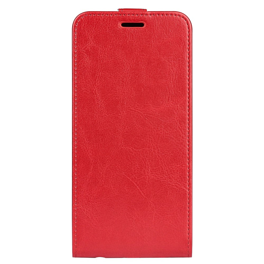 Vertical Flip Phone Case for Samsung Galaxy M13 4G, PU Leather Crazy Horse Texture Card Holder Magnetic Closure Protective Cover - Red