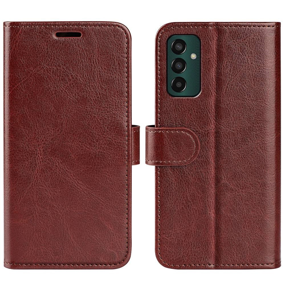 For Samsung Galaxy M13 4G Crazy Horse Texture PU Leather Wallet Stand Case Drop-proof Protection Phone Cover - Brown