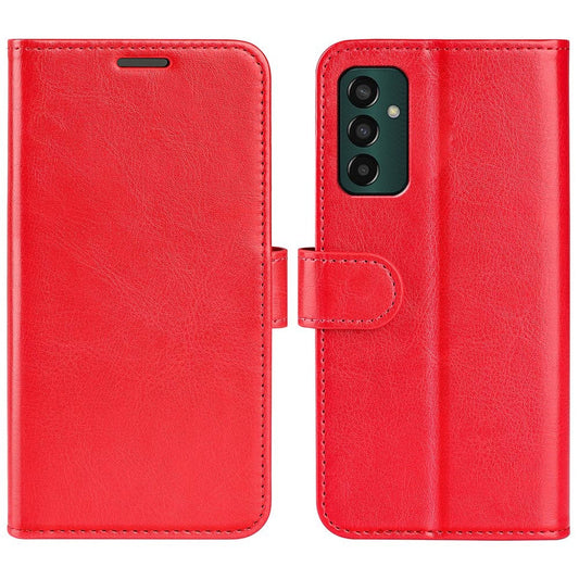 For Samsung Galaxy M13 4G Crazy Horse Texture PU Leather Wallet Stand Case Drop-proof Protection Phone Cover - Red