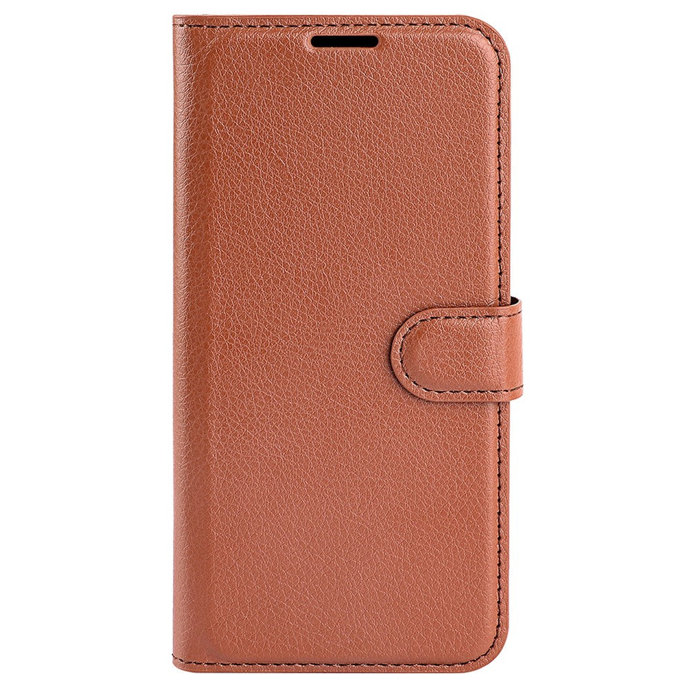 For Samsung Galaxy M13 4G Anti-scratch Litchi Texture PU Leather Case, Shockproof Wallet Stand Folio Flip Phone Cover - Brown