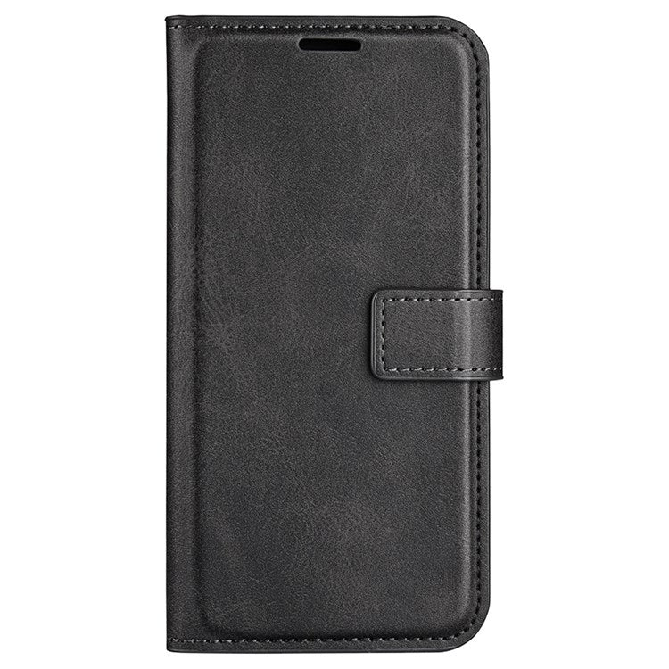Square Magnetic Clasp Phone Case for Realme C30 4G, Textured PU Leather + TPU Wallet Stand Cover - Black