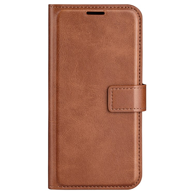 Square Magnetic Clasp Phone Case for Realme C30 4G, Textured PU Leather + TPU Wallet Stand Cover - Light Brown