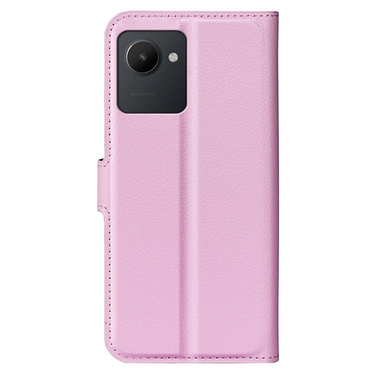 For Realme C30 4G Litchi Texture PU Leather Stand Phone Case Anti-scratch Wallet Protective Cover - Pink