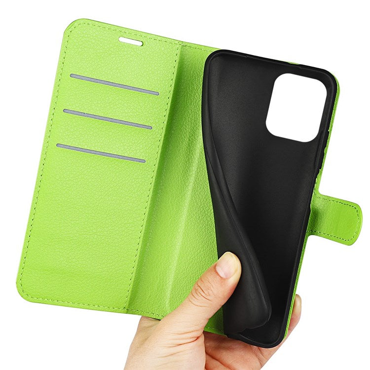 For Realme C30 4G Litchi Texture PU Leather Stand Phone Case Anti-scratch Wallet Protective Cover - Green