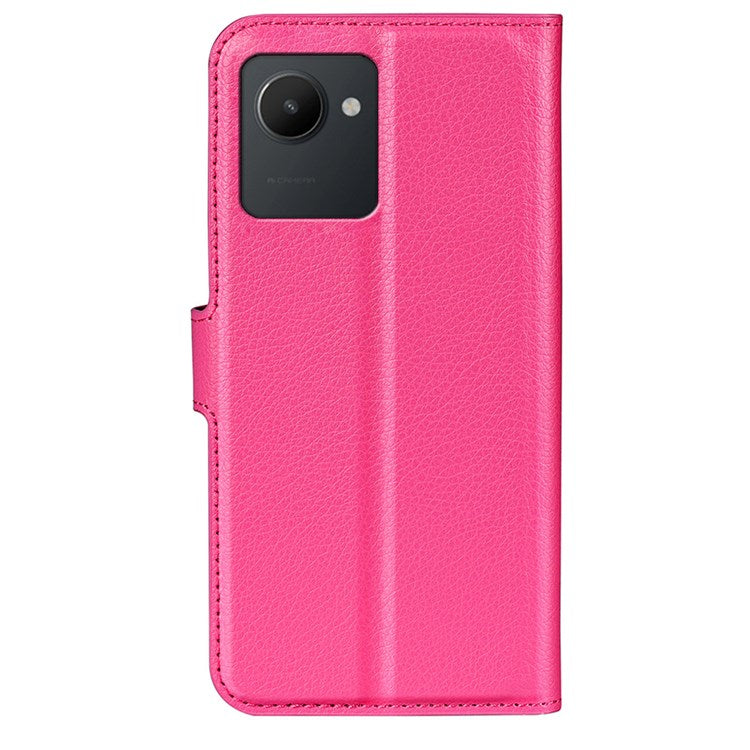 For Realme C30 4G Litchi Texture PU Leather Stand Phone Case Anti-scratch Wallet Protective Cover - Rose