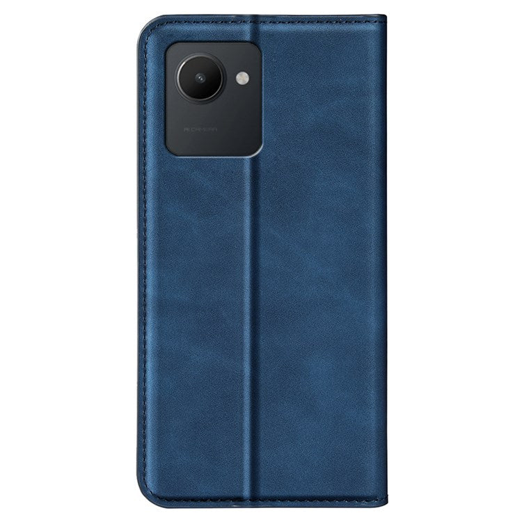 For Realme C30 4G Skin-touch Feeling Leather Case Wallet Stand Magnetic Auto-absorbed Phone Cover - Blue
