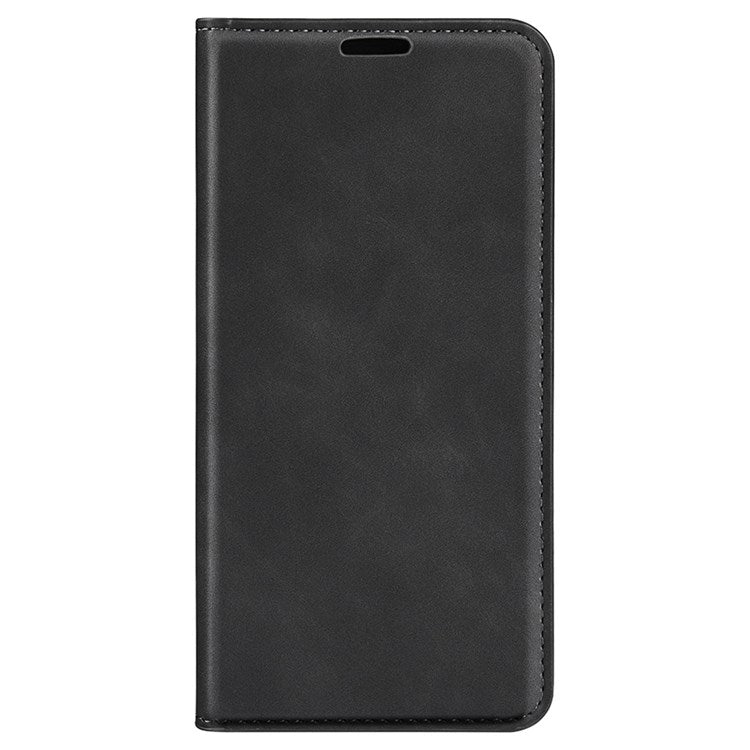 For Realme C30 4G Skin-touch Feeling Leather Case Wallet Stand Magnetic Auto-absorbed Phone Cover - Black