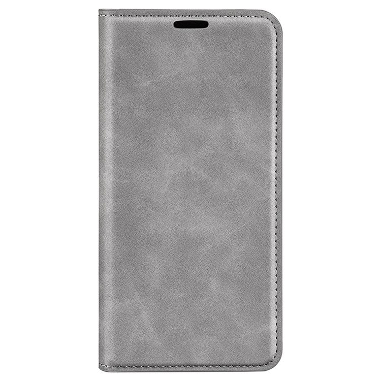 For Realme C30 4G Skin-touch Feeling Leather Case Wallet Stand Magnetic Auto-absorbed Phone Cover - Grey