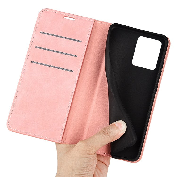 For Realme C30 4G Skin-touch Feeling Leather Case Wallet Stand Magnetic Auto-absorbed Phone Cover - Pink